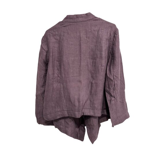 Coldwater Creek NWT Plum Linen Open-Front Cardigan Blazer Jacket Sz PXL - Picture 2 of 11